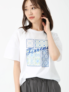 PINORE(ピノーレ) |タイルプリントカットソー Tシャツ
