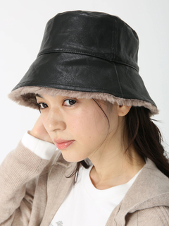 PINORE(ピノーレ) |リバーシブル エコファー バケット ハット 帽子