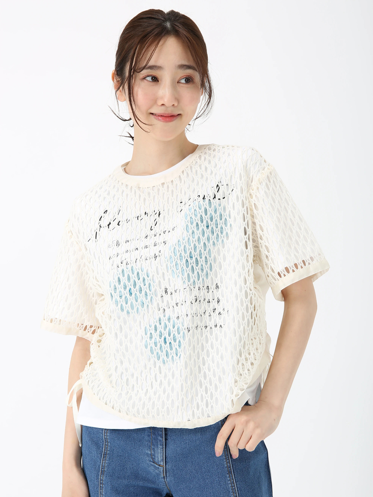 JUDY COLLECTION(ジュディコレクション) |【日本製】オーバル ラッセル ブラウス メッシュ プルオーバー