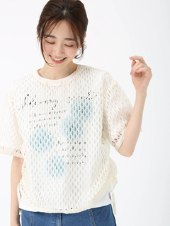 JUDY COLLECTION(ジュディコレクション) |【日本製】オーバル ラッセル ブラウス メッシュ プルオーバー