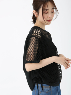 JUDY COLLECTION(ジュディコレクション) |【日本製】オーバル ラッセル ブラウス メッシュ プルオーバー
