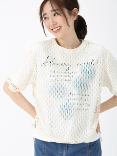 JUDY COLLECTION(ジュディコレクション) |【日本製】オーバル ラッセル ブラウス メッシュ プルオーバー