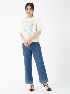 JUDY COLLECTION(ジュディコレクション) |【日本製】オーバル ラッセル ブラウス メッシュ プルオーバー