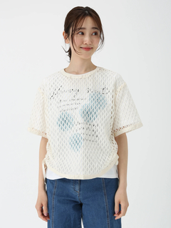 JUDY COLLECTION(ジュディコレクション) |【日本製】オーバル ラッセル ブラウス メッシュ プルオーバー