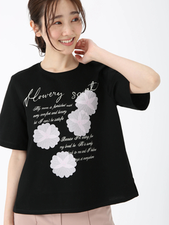 JUDY COLLECTION(ジュディコレクション) |【日本製】レリーフ フラワー Ｔシャツ