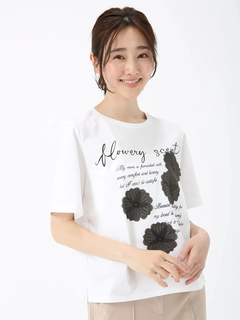 JUDY COLLECTION(ジュディコレクション) |【日本製】レリーフ フラワー Ｔシャツ