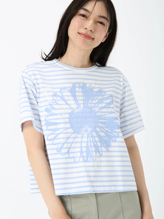 JUDY COLLECTION(ジュディコレクション) |【日本製】フラワー ボーダーT Tシャツ プリントT