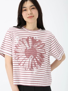 JUDY COLLECTION(ジュディコレクション) |【日本製】フラワー ボーダーT Tシャツ プリントT