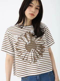 JUDY COLLECTION(ジュディコレクション) |【日本製】フラワー ボーダーT Tシャツ プリントT