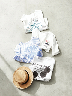 JUDY COLLECTION(ジュディコレクション) |【日本製】フラワー ボーダーT Tシャツ プリントT