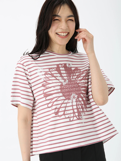 JUDY COLLECTION(ジュディコレクション) |【日本製】フラワー ボーダーT Tシャツ プリントT
