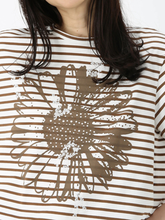 JUDY COLLECTION(ジュディコレクション) |【日本製】フラワー ボーダーT Tシャツ プリントT