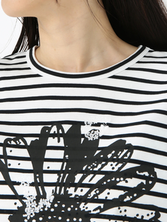 JUDY COLLECTION(ジュディコレクション) |【日本製】フラワー ボーダーT Tシャツ プリントT