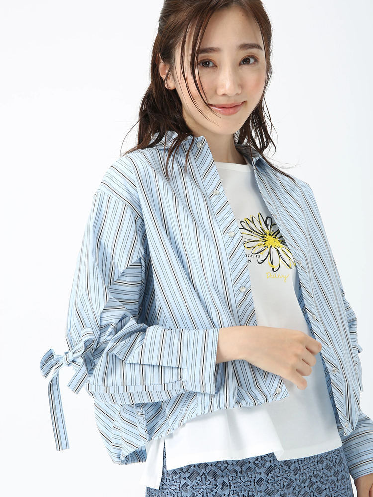 【美品】DAMA collection ストライプ シャツ バッグファスナー タックストライプ ブラウス シャツ ｜ JUDY COLLECTION