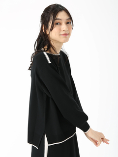 JUDY COLLECTION(ジュディコレクション) |リッチアセテート ボートネック パイピング ニット セーター