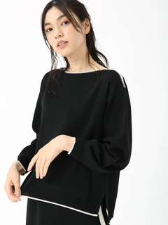 JUDY COLLECTION(ジュディコレクション) |リッチアセテート ボートネック パイピング ニット セーター