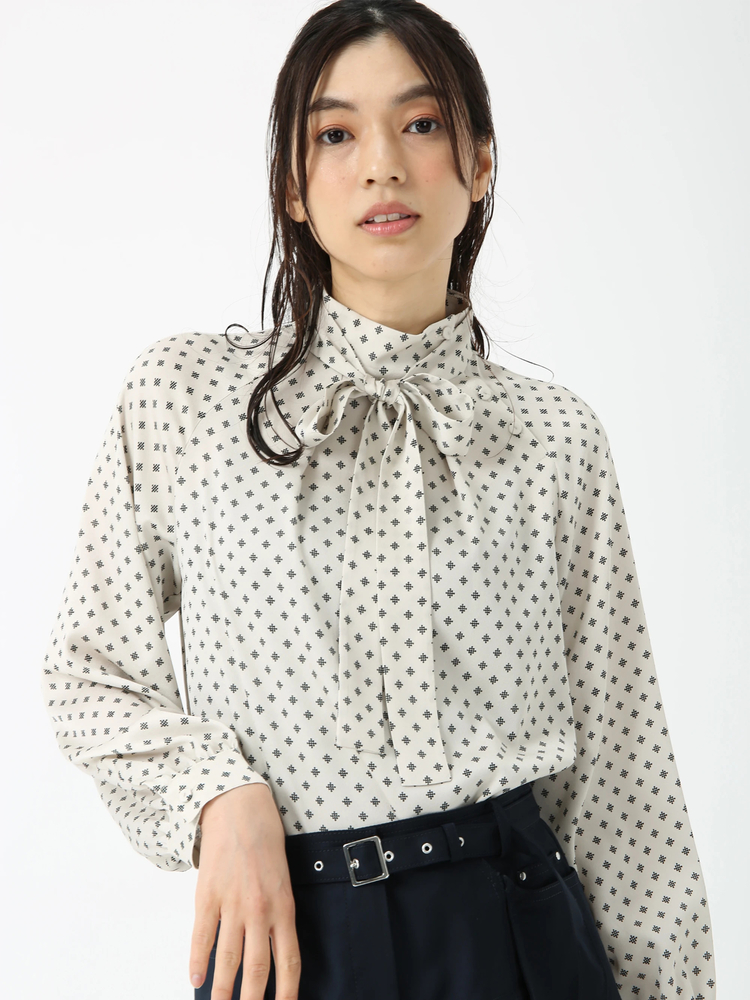 JUDY COLLECTION(ジュディコレクション) |ウォールドットプリント リボン付き ブラウス シャツ