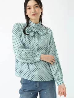 JUDY COLLECTION(ジュディコレクション) |ウォールドットプリント リボン付き ブラウス シャツ