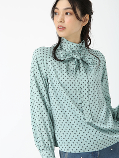 JUDY COLLECTION(ジュディコレクション) |ウォールドットプリント リボン付き ブラウス シャツ