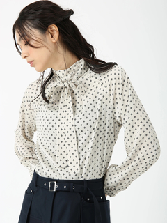 JUDY COLLECTION(ジュディコレクション) |ウォールドットプリント リボン付き ブラウス シャツ