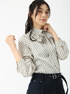 JUDY COLLECTION(ジュディコレクション) |ウォールドットプリント リボン付き ブラウス シャツ