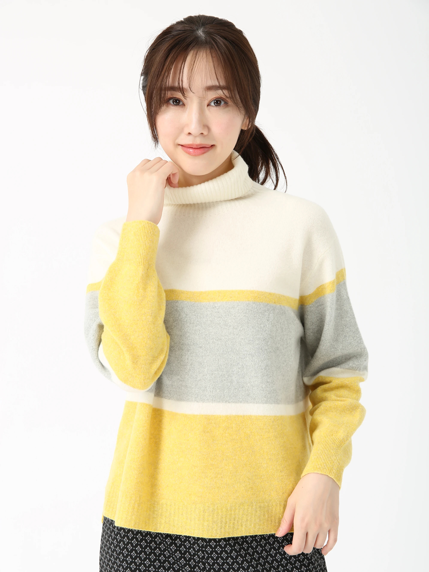 D-due オーバーニット　ボーダー CAPRIメランジ エクストラファインウール ボーダー ニット セーター