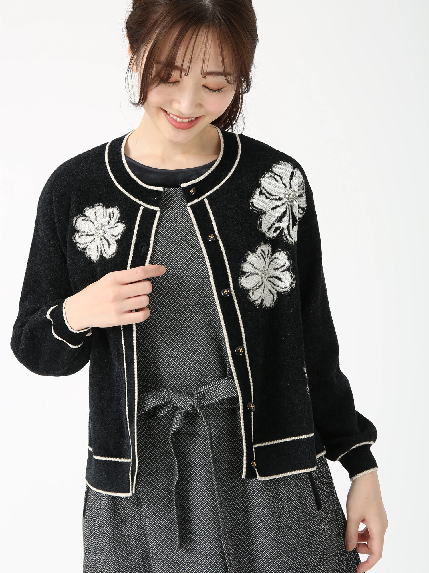 ラメモール ジャカード カーディガン ｜ JUDY COLLECTION（ジュディ