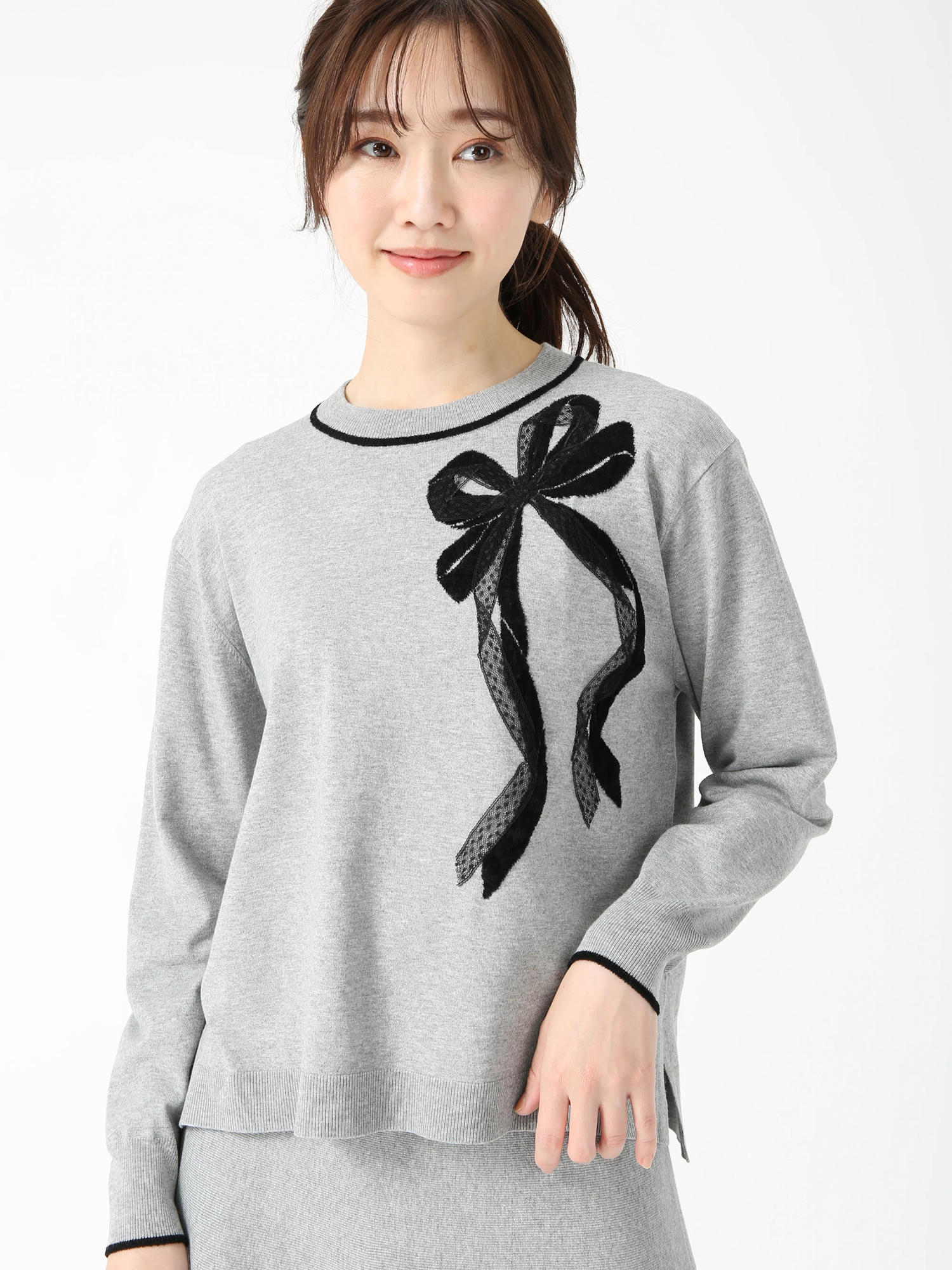 ブラッシュドストレッチ リボン ニット セーター ｜ JUDY COLLECTION