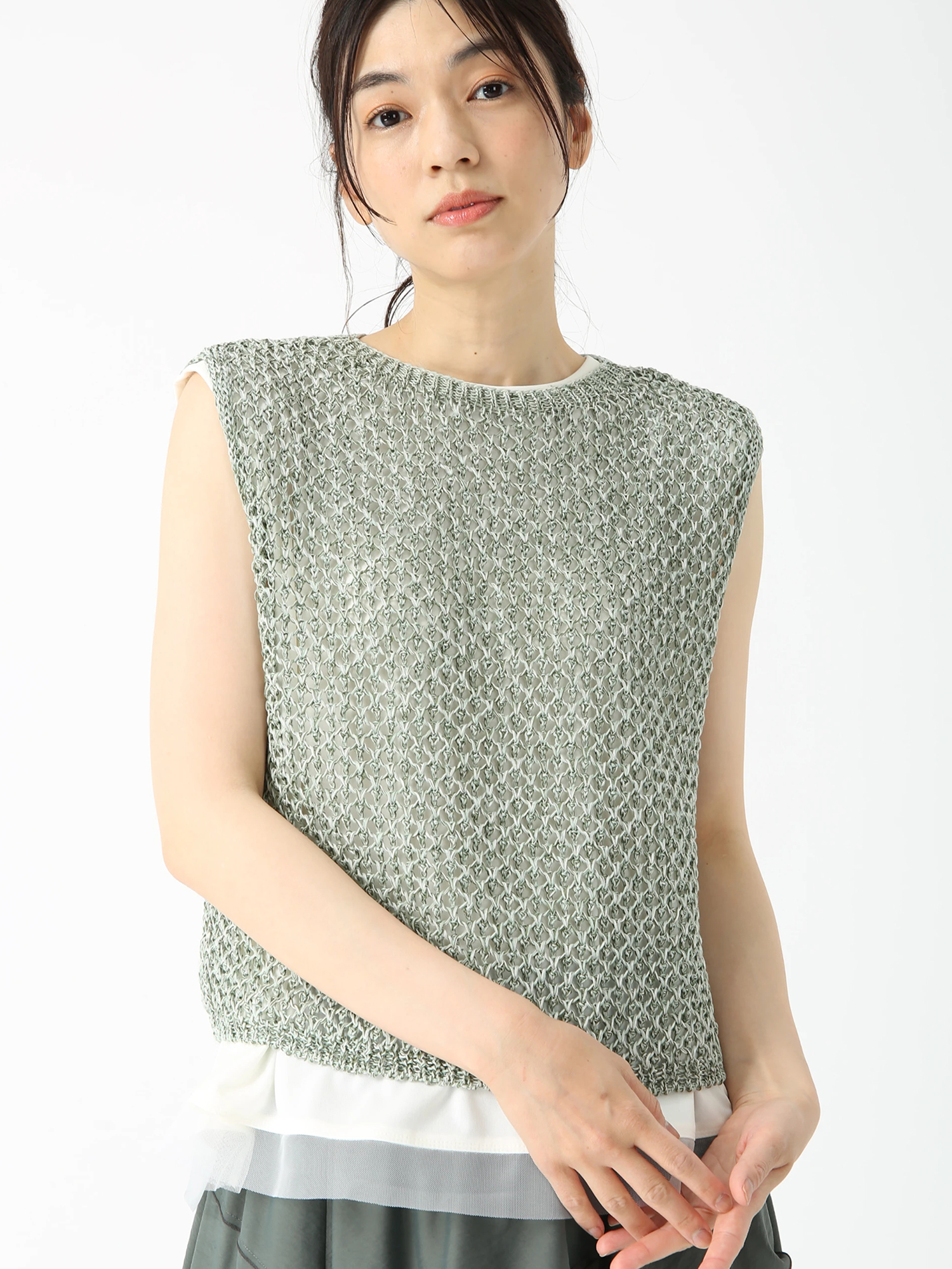 ミックスコットン ニット ベスト ジレ ｜ JUDY COLLECTION（ジュディ