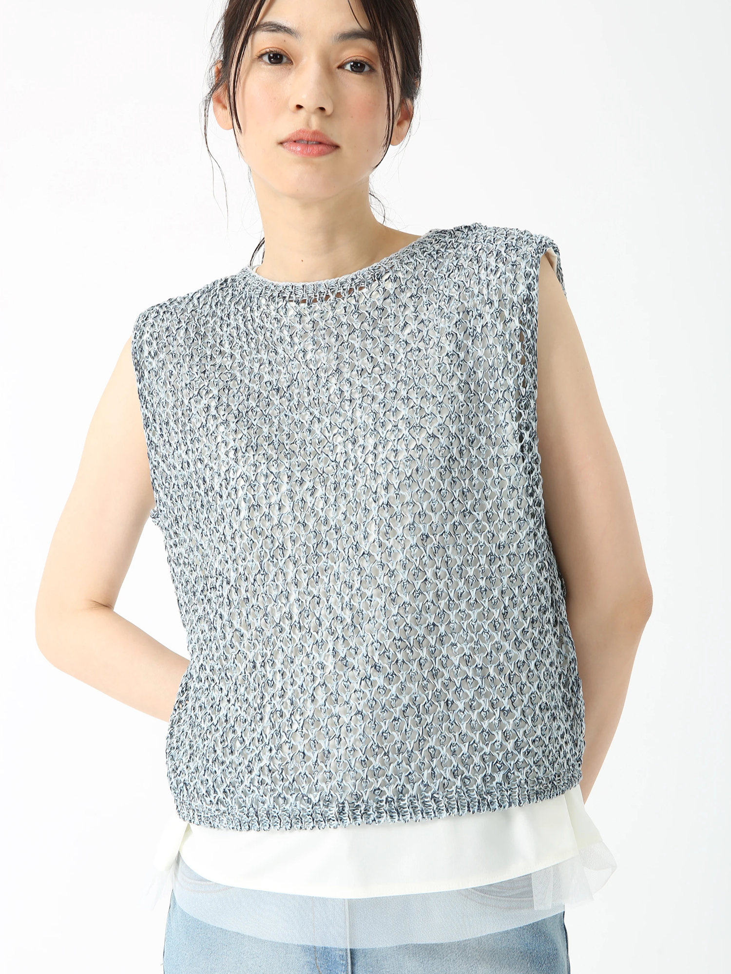 ミックスコットン ニット ベスト ジレ ｜ JUDY COLLECTION（ジュディ