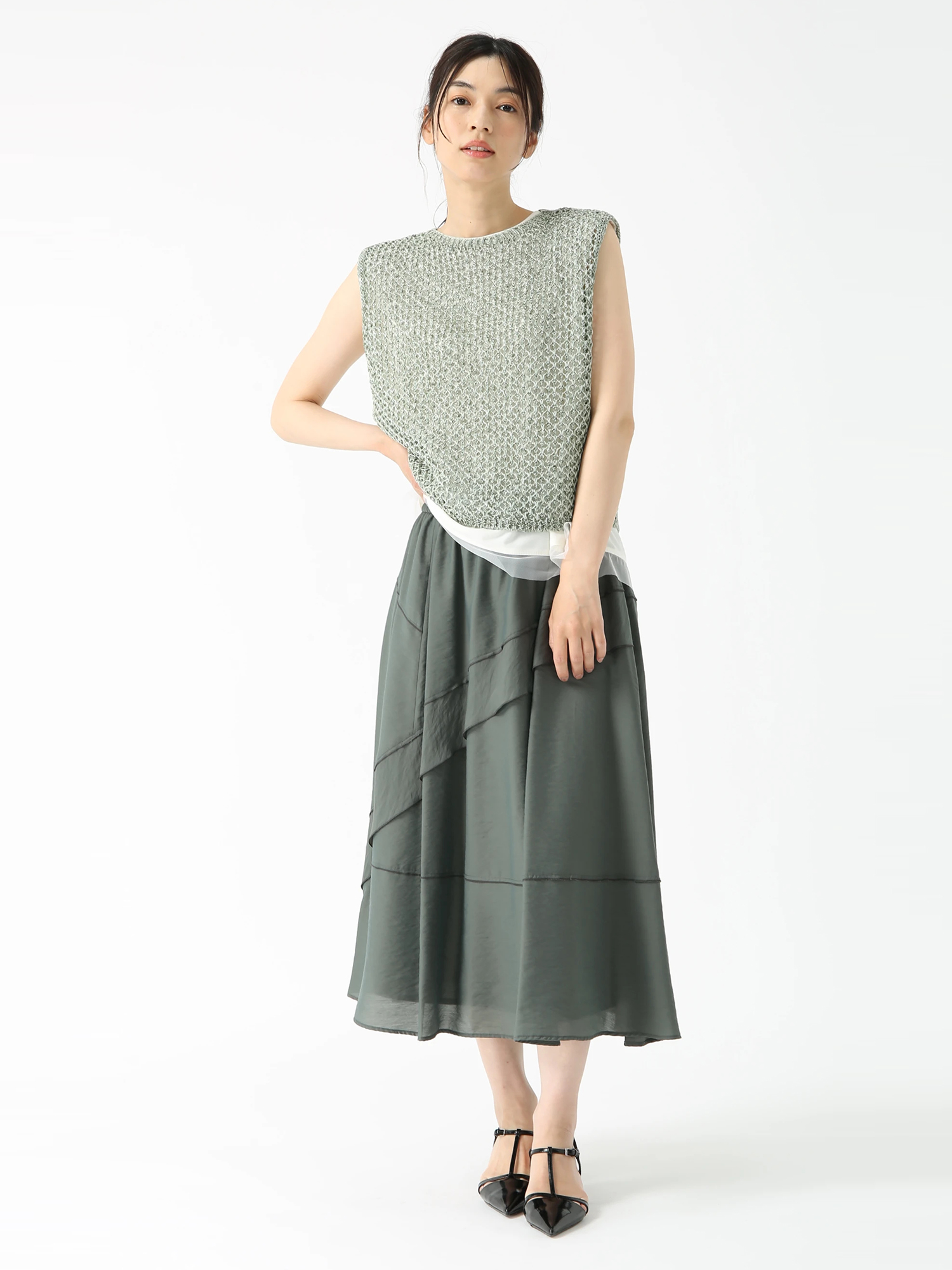 ミックスコットン ニット ベスト ジレ ｜ JUDY COLLECTION（ジュディ