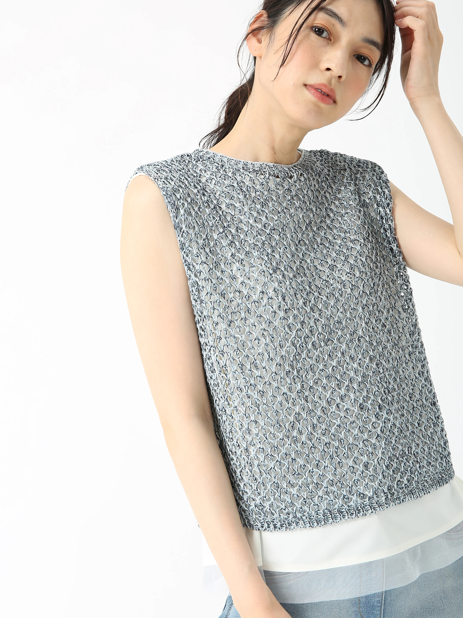 LARDINI ウールコットン 2者混 マイクロハウンドトゥースジレ ベスト ミックスコットン ニット ベスト ジレ ｜ JUDY COLLECTION（ジュディ