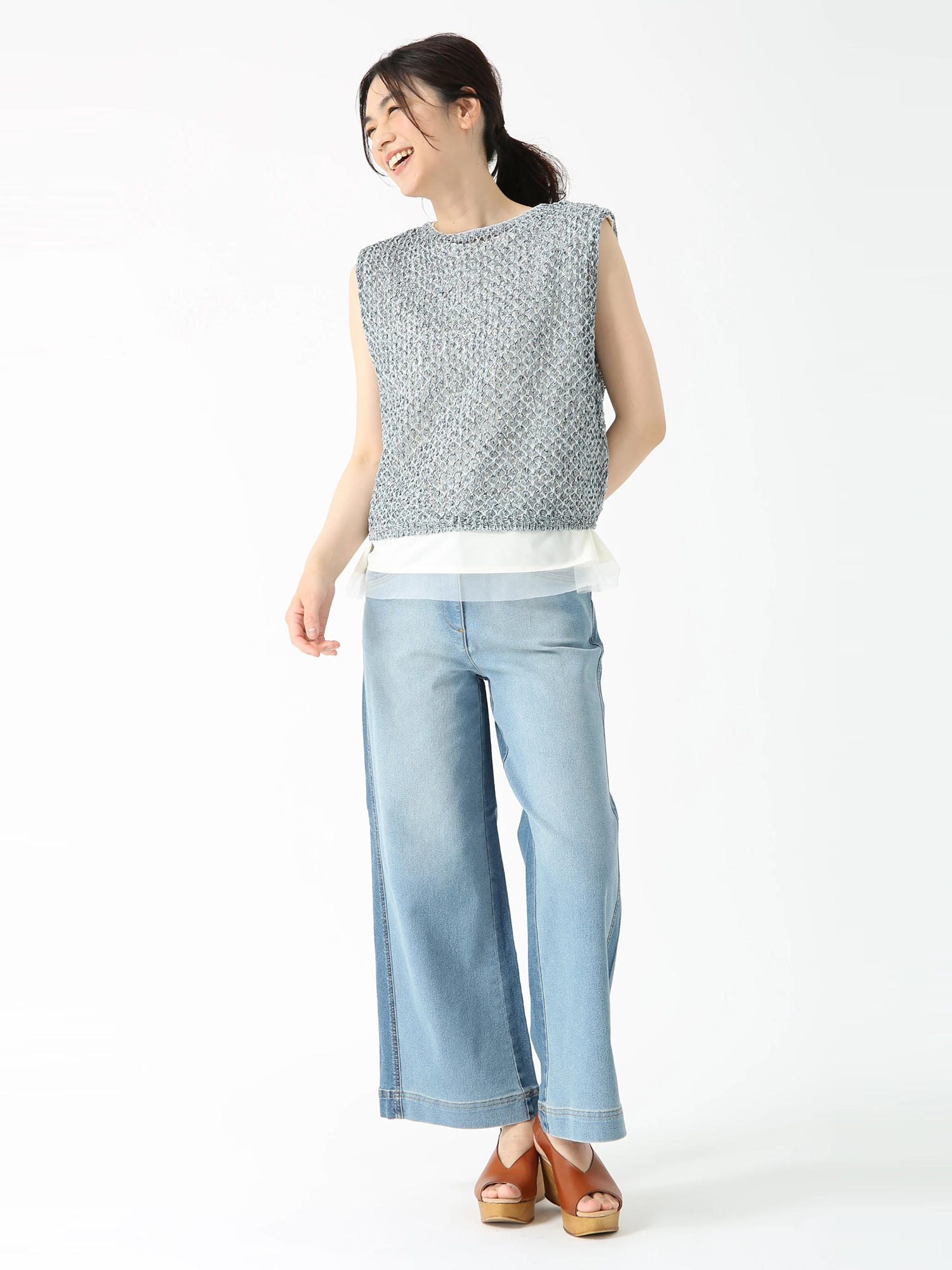 ミックスコットン ニット ベスト ジレ ｜ JUDY COLLECTION（ジュディ
