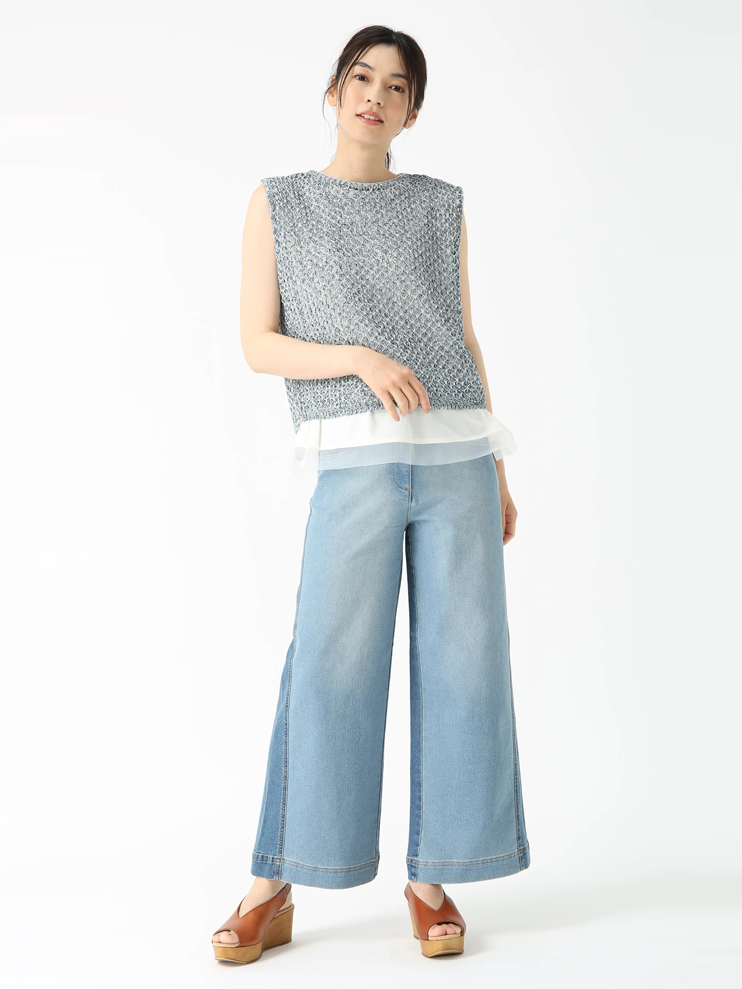 ミックスコットン ニット ベスト ジレ ｜ JUDY COLLECTION（ジュディ