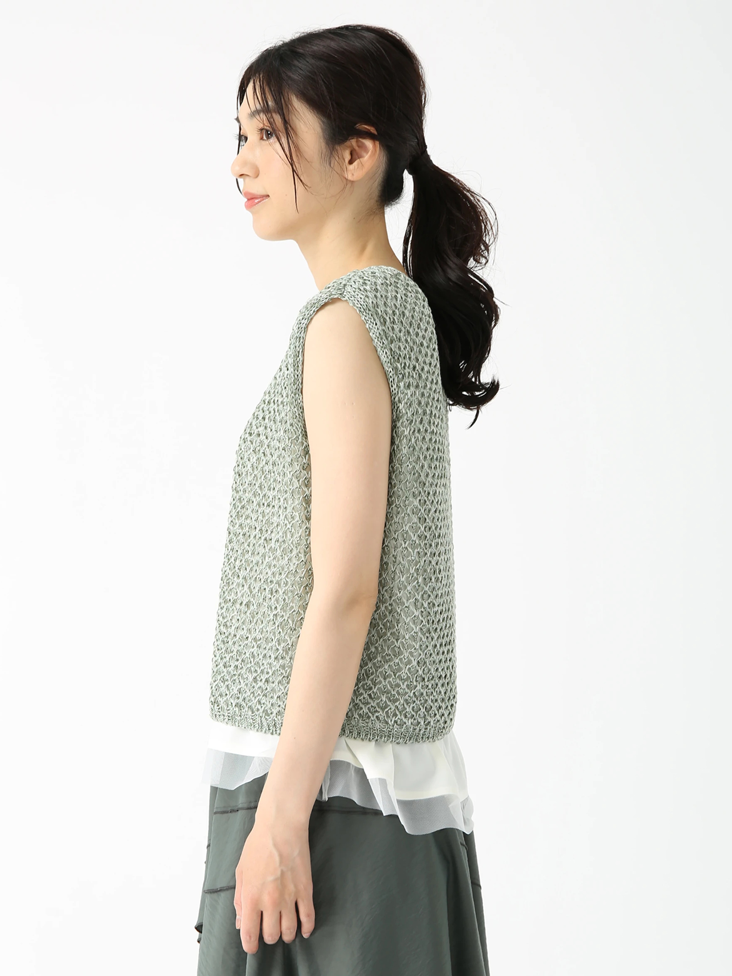 ミックスコットン ニット ベスト ジレ ｜ JUDY COLLECTION（ジュディ
