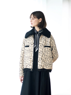 JUDY COLLECTION(ジュディコレクション) |アートデザインキルト ボアカラー ブルゾン ジャケット