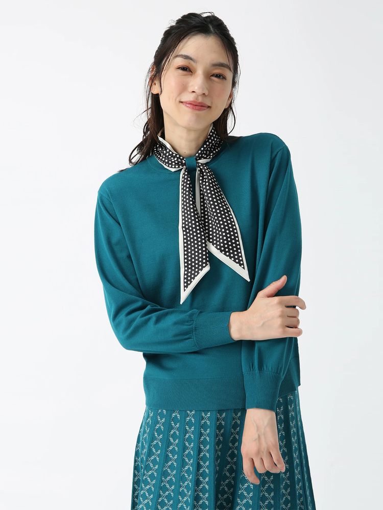 JUDY COLLECTION(ジュディコレクション) |スェーディーストレッチ ニットスカーフ付 プルオーバー