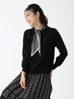 JUDY COLLECTION(ジュディコレクション) |スェーディーストレッチ ニットスカーフ付 プルオーバー