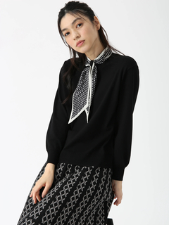 JUDY COLLECTION(ジュディコレクション) |スェーディーストレッチ ニットスカーフ付 プルオーバー