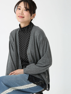 JUDY COLLECTION(ジュディコレクション) |ビットウール 裾レース カーディガン
