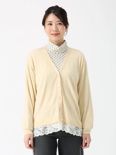 JUDY COLLECTION(ジュディコレクション) |ビットウール 裾レース カーディガン