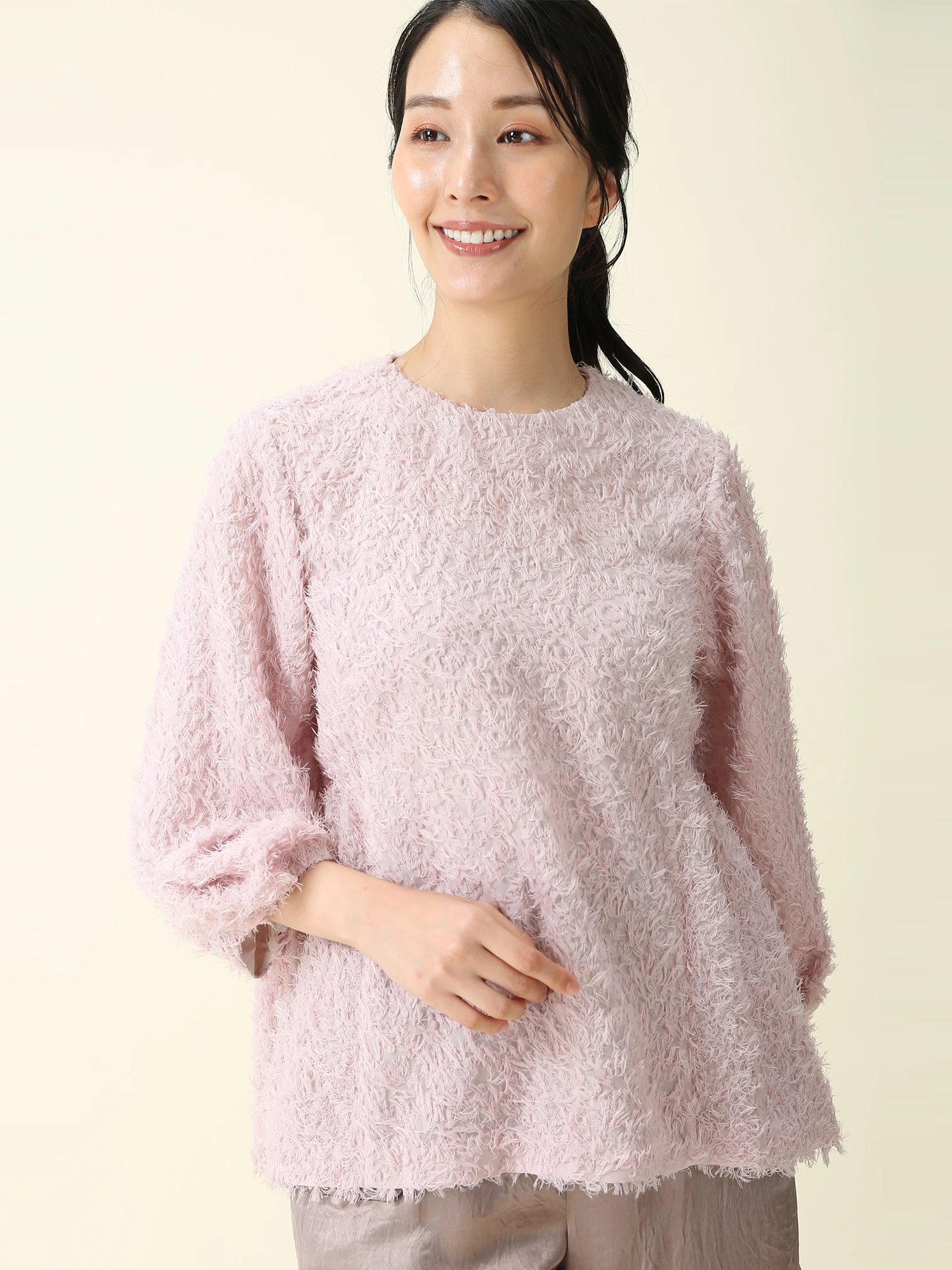 SALE 7/31(木)で終了】 フェザーカット ジャカード ブラウス