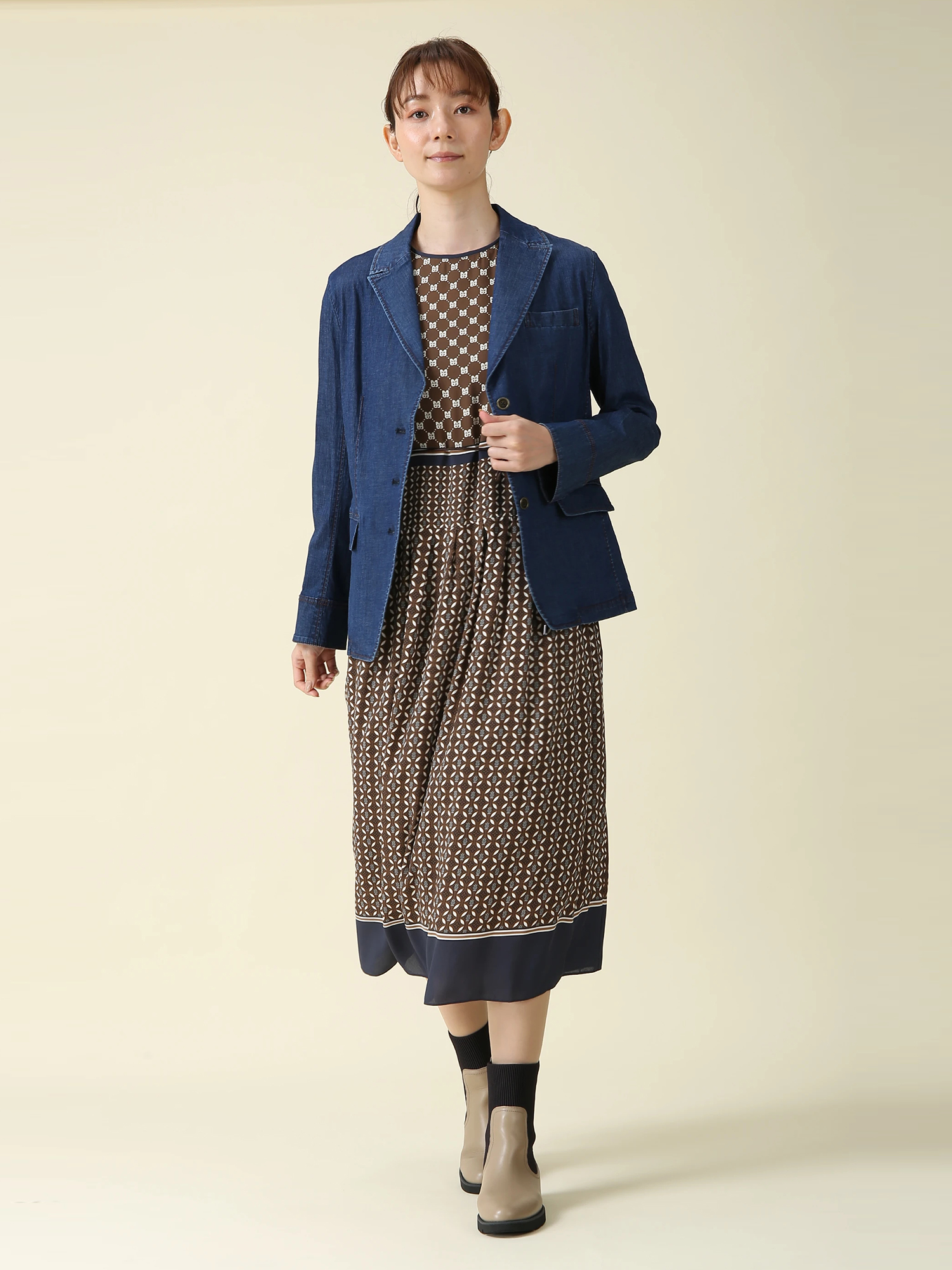 SALE 7/31(木)で終了】 ジオメトリック プリント ワンピース