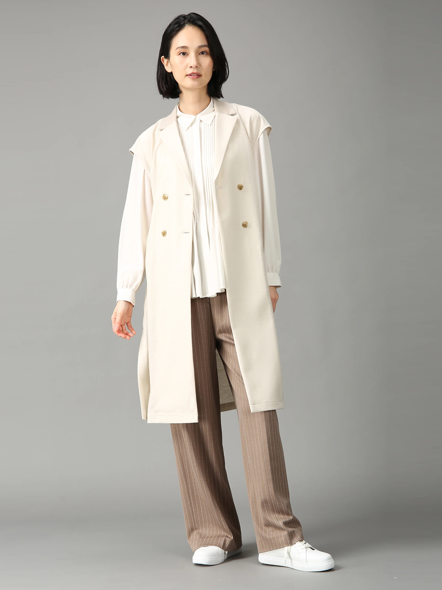 【美品】MORABITO モラビト ストライプ柄 リネン カジュアル ジャケット 美品】MORABITO モラビト ストライプ柄 リネン カジュアル