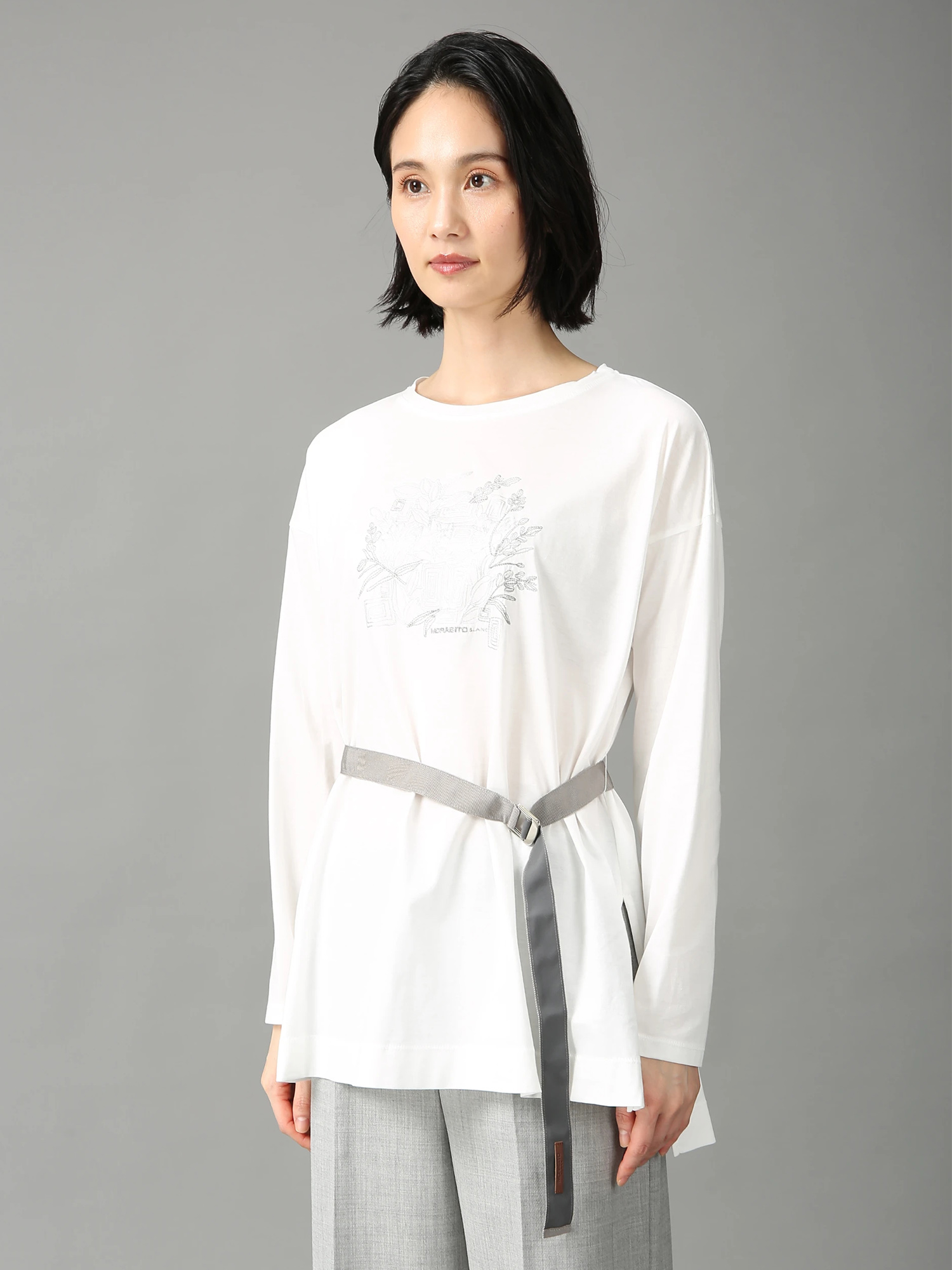 MORABITO BLAN モラビトブラン　レディース　ロング丈　Tシャツ　5分袖　　ベージュ　38号　9号 MORABITO BLAN モラビトブラン レディース ロング丈 Tシャツ