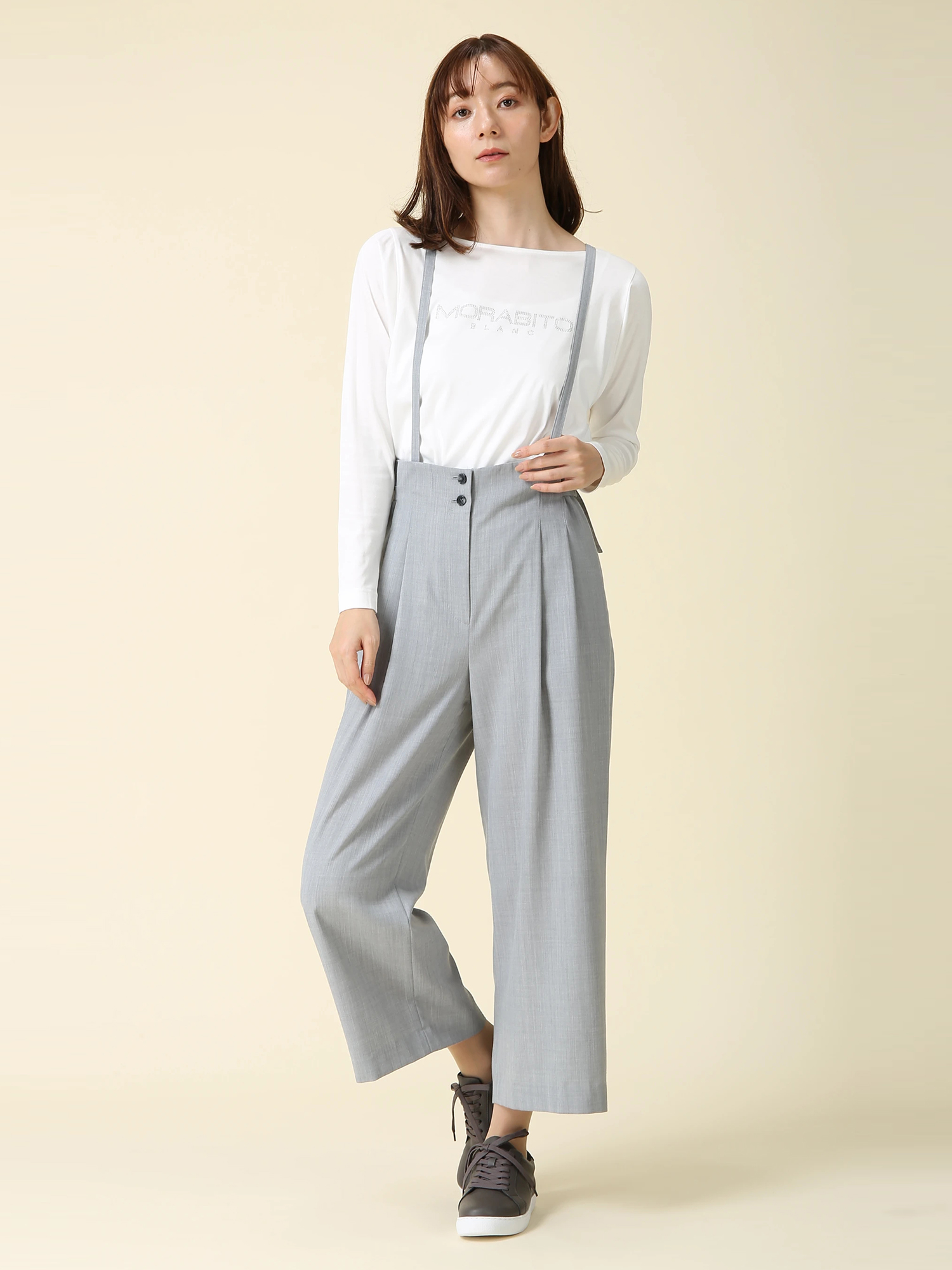 モラビト　ワイドパンツ　38 ストレッチ ツイル ワイド パンツ ｜ MORABITO BLANC（モラビトブラン