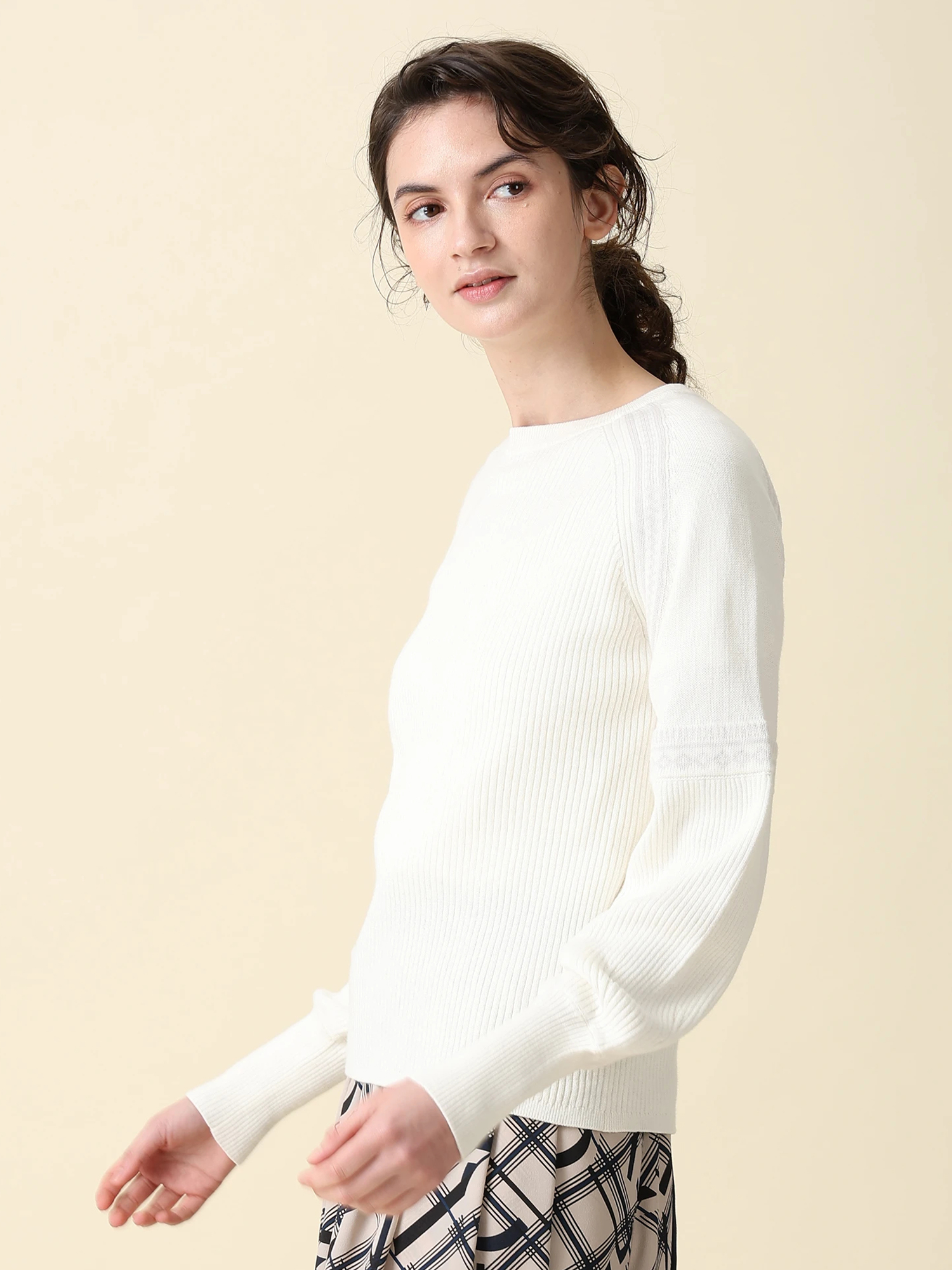 コットンカシミヤ プルオーバー ニット ｜ MORABITO BLANC（モラビト