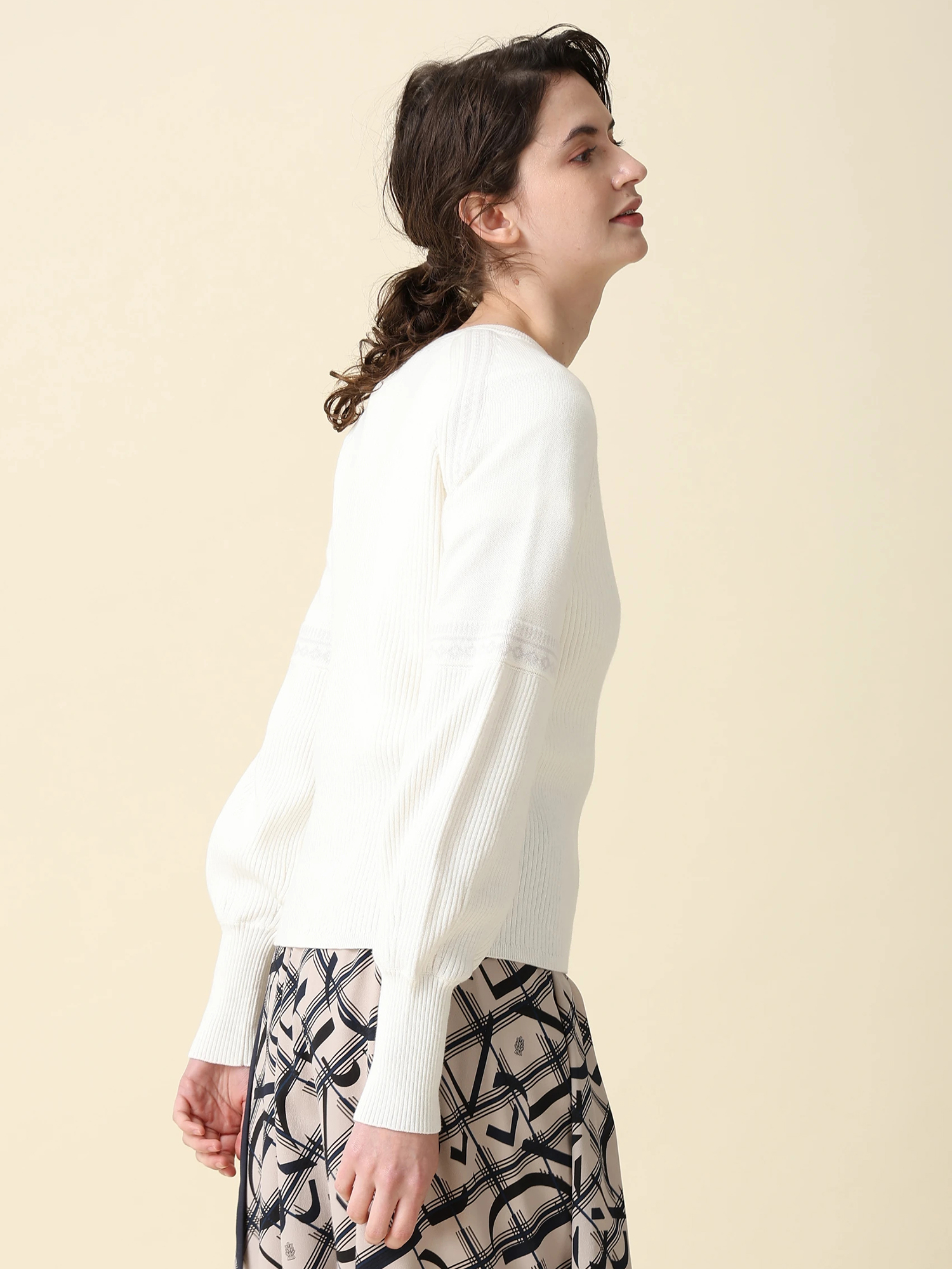コットンカシミヤ プルオーバー ニット ｜ MORABITO BLANC（モラビト