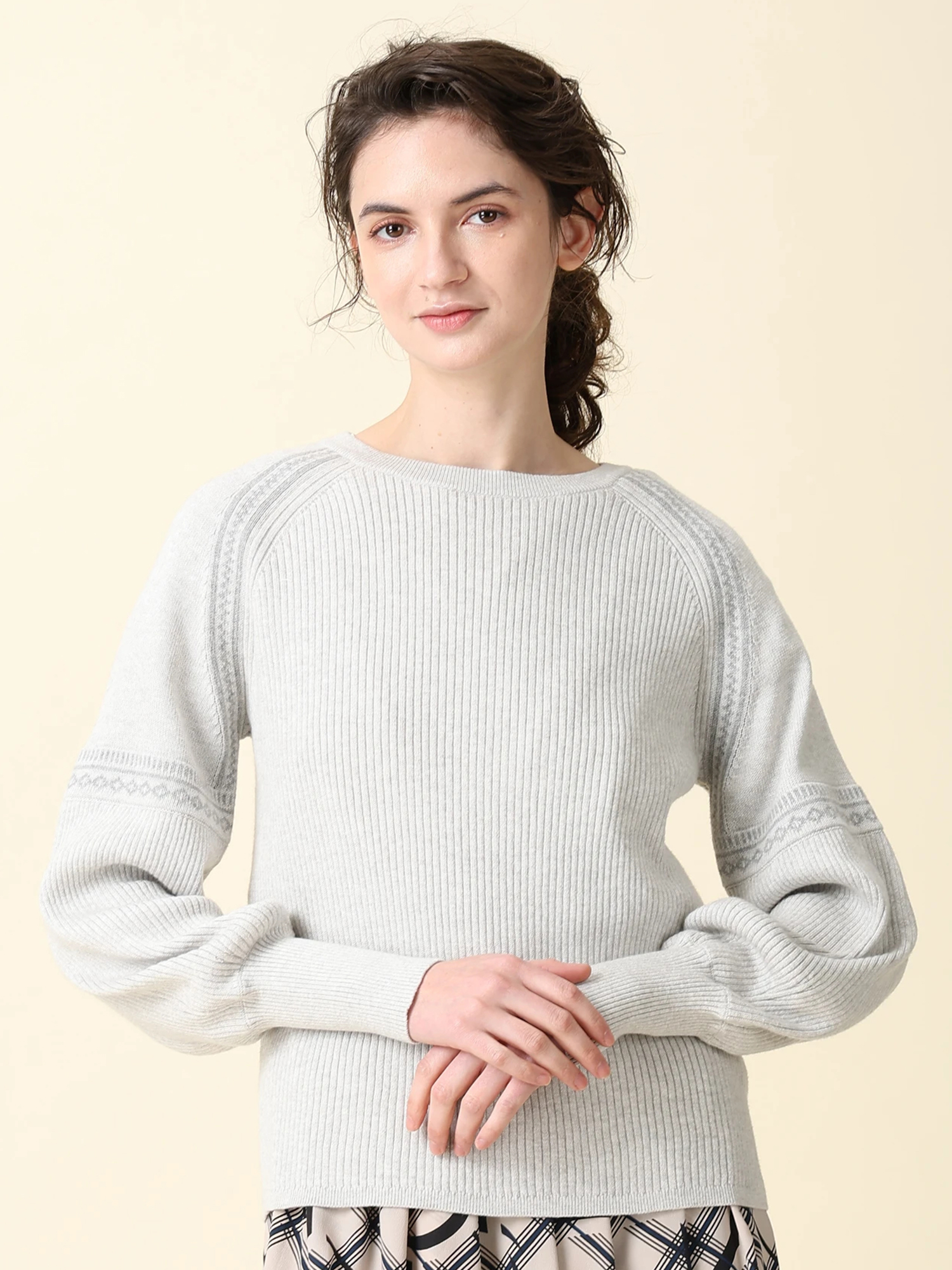 コットンカシミヤ プルオーバー ニット ｜ MORABITO BLANC（モラビト