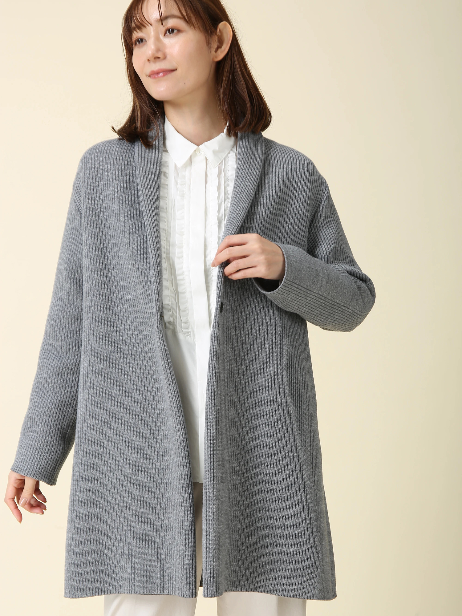 日本製】 エコバルキス ニット ロング カーディガン コート